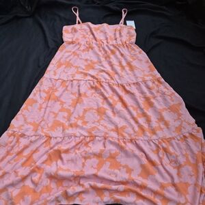 Social Standard by Sanctuary Ladies Smocked Back Dress Size 2XL Pink/Orange